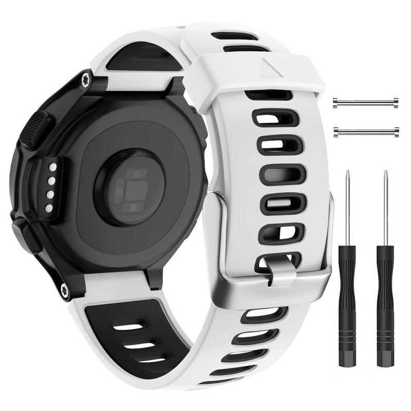 ISABAKE Watch Band for Garmin Forerunner 735XT/230/220/235/620/630,Compatible with Garmin Approach S20/S5/S6,Soft Silicone Replacement Wristbands with Metal Buckle,One Size (White) - Image 1